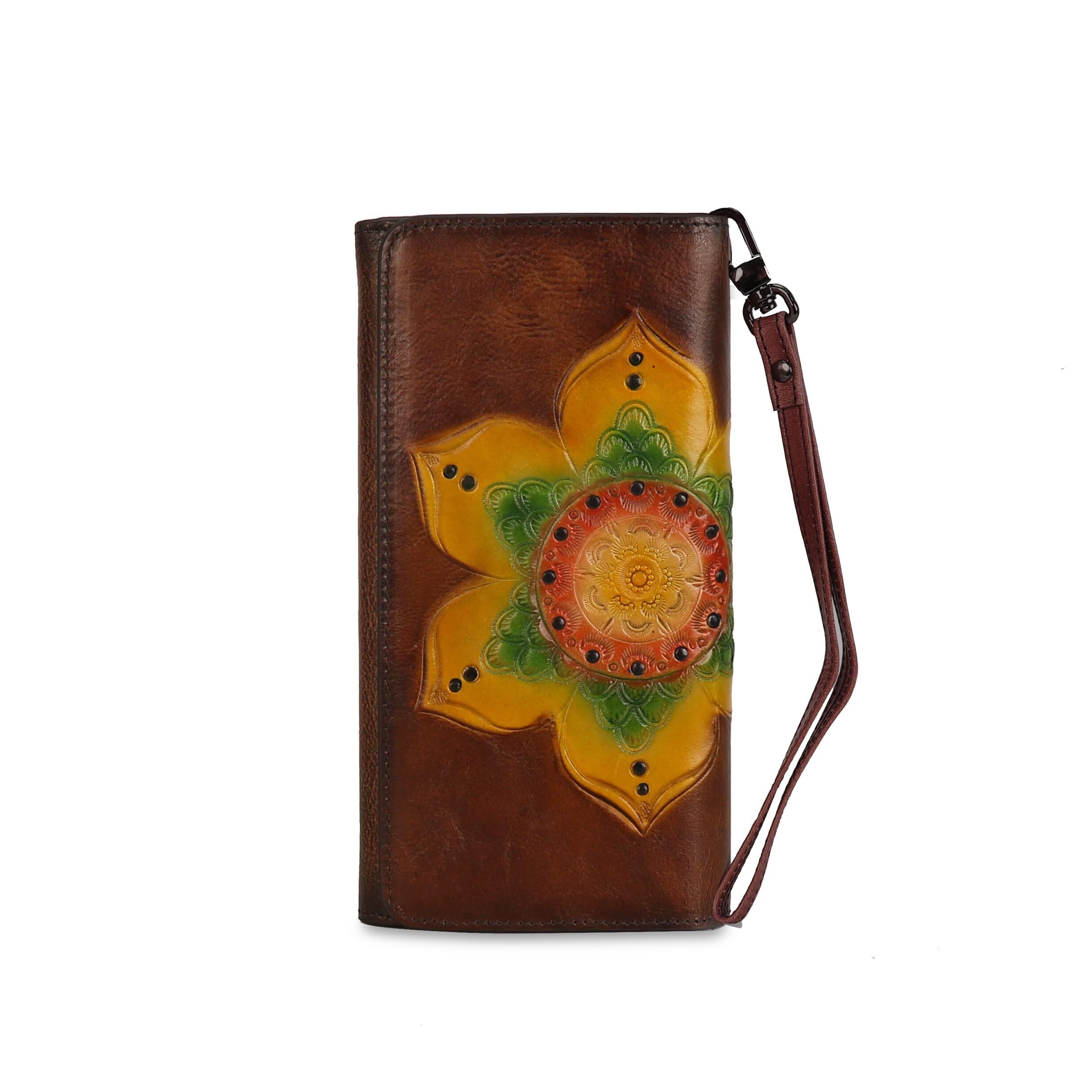 1017 Wallet Leather Large Capacity Credit Card Clutch With Hand Strap